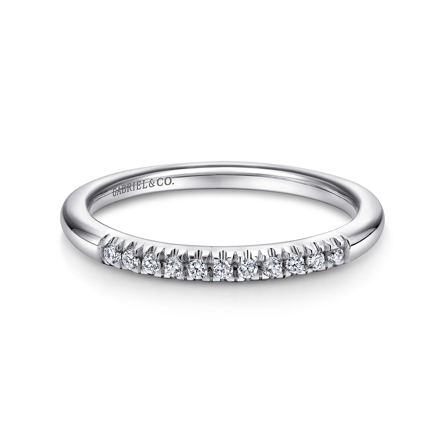 Straight Wedding Ring in Platinum with Round Natural Diamond at Gabriel & Co. - Shot 1