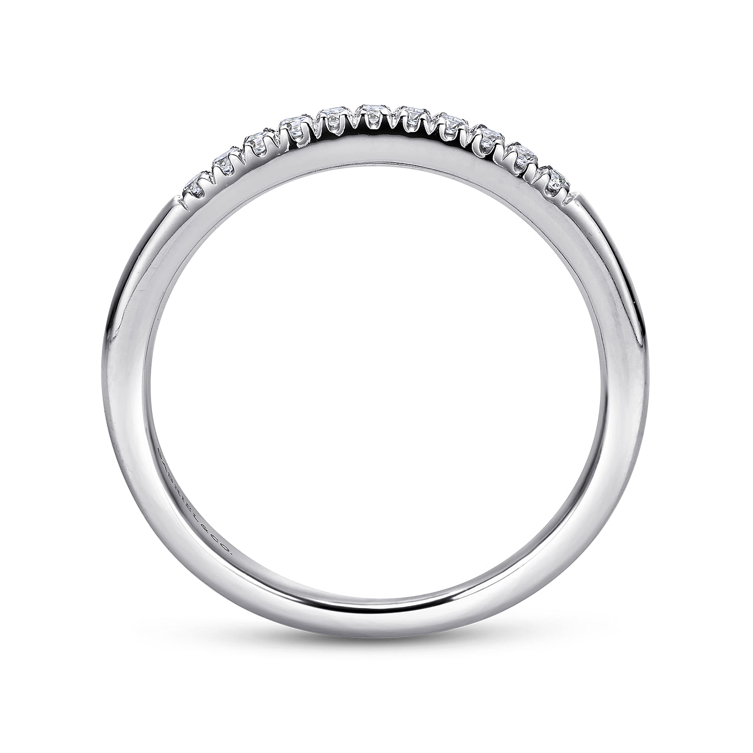 Straight Wedding Ring in Platinum with Round Natural Diamond at Gabriel & Co. - Shot 2