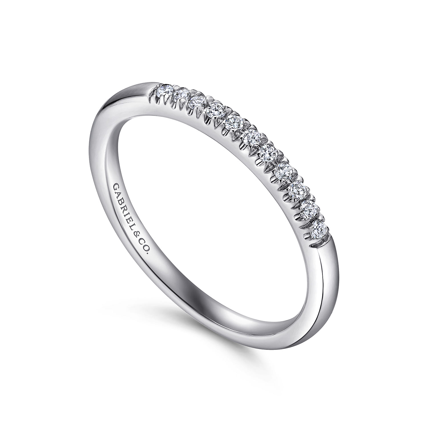 Straight Wedding Ring in Platinum with Round Natural Diamond at Gabriel & Co. - Shot 3