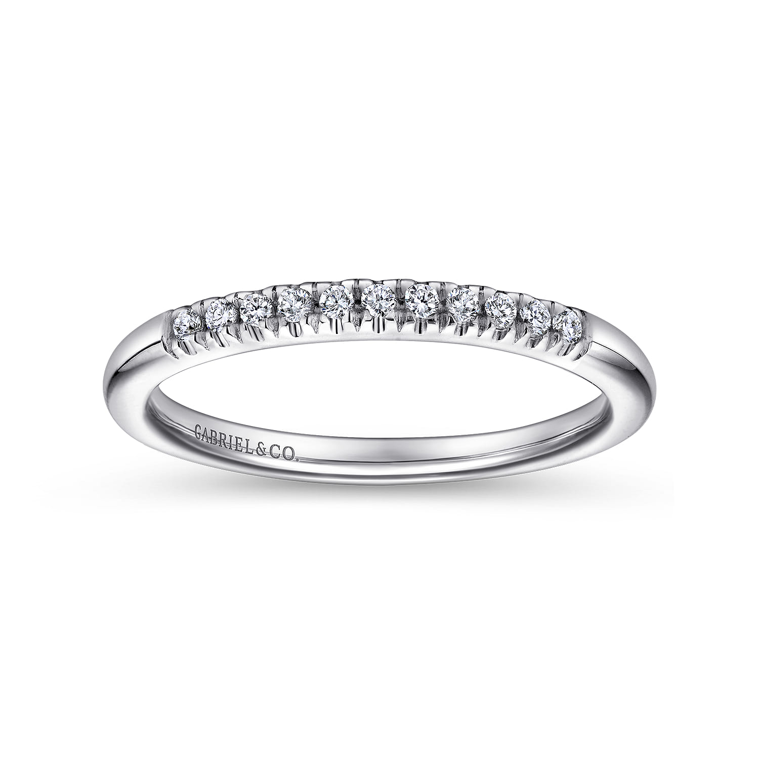 Straight Wedding Ring in Platinum with Round Natural Diamond at Gabriel & Co. - Shot 4