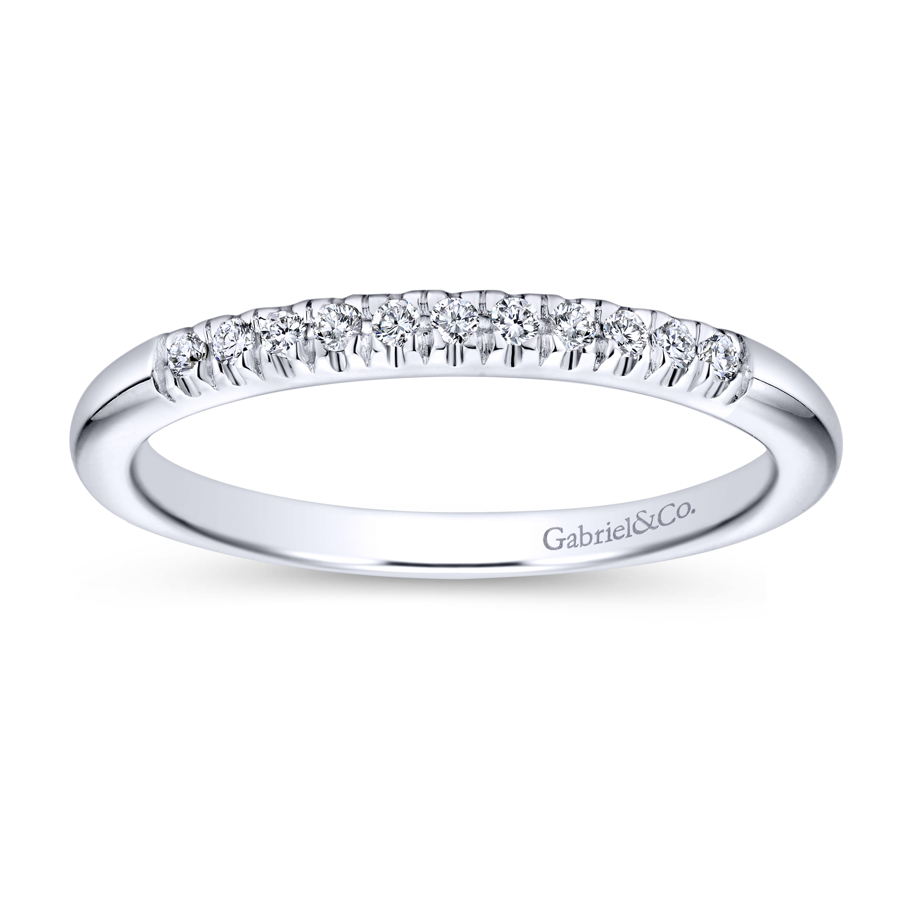 Straight Wedding Ring in Platinum with Round Natural Diamond at Gabriel & Co. - Shot 5