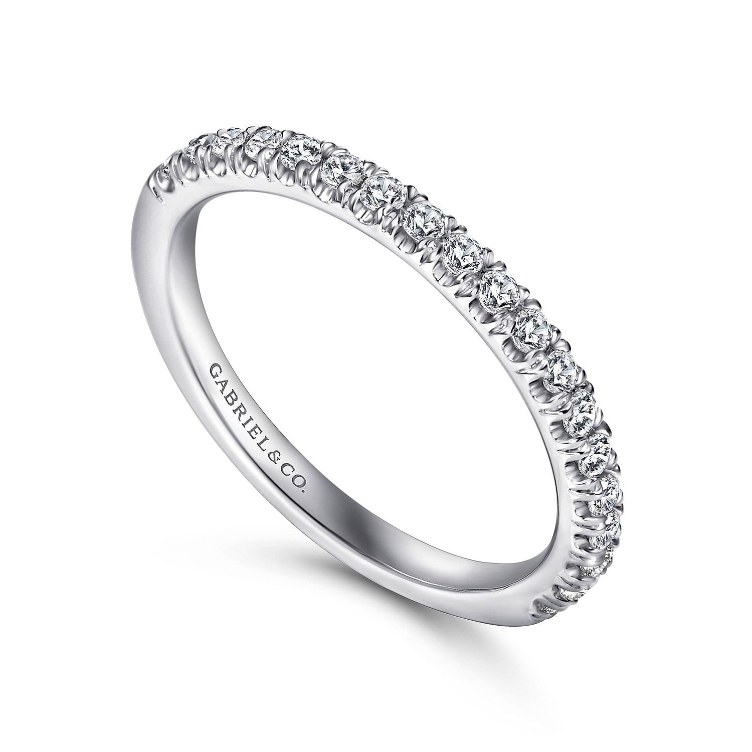 Straight Wedding Ring in Platinum with Round Natural Diamond at Gabriel & Co. - Shot 3
