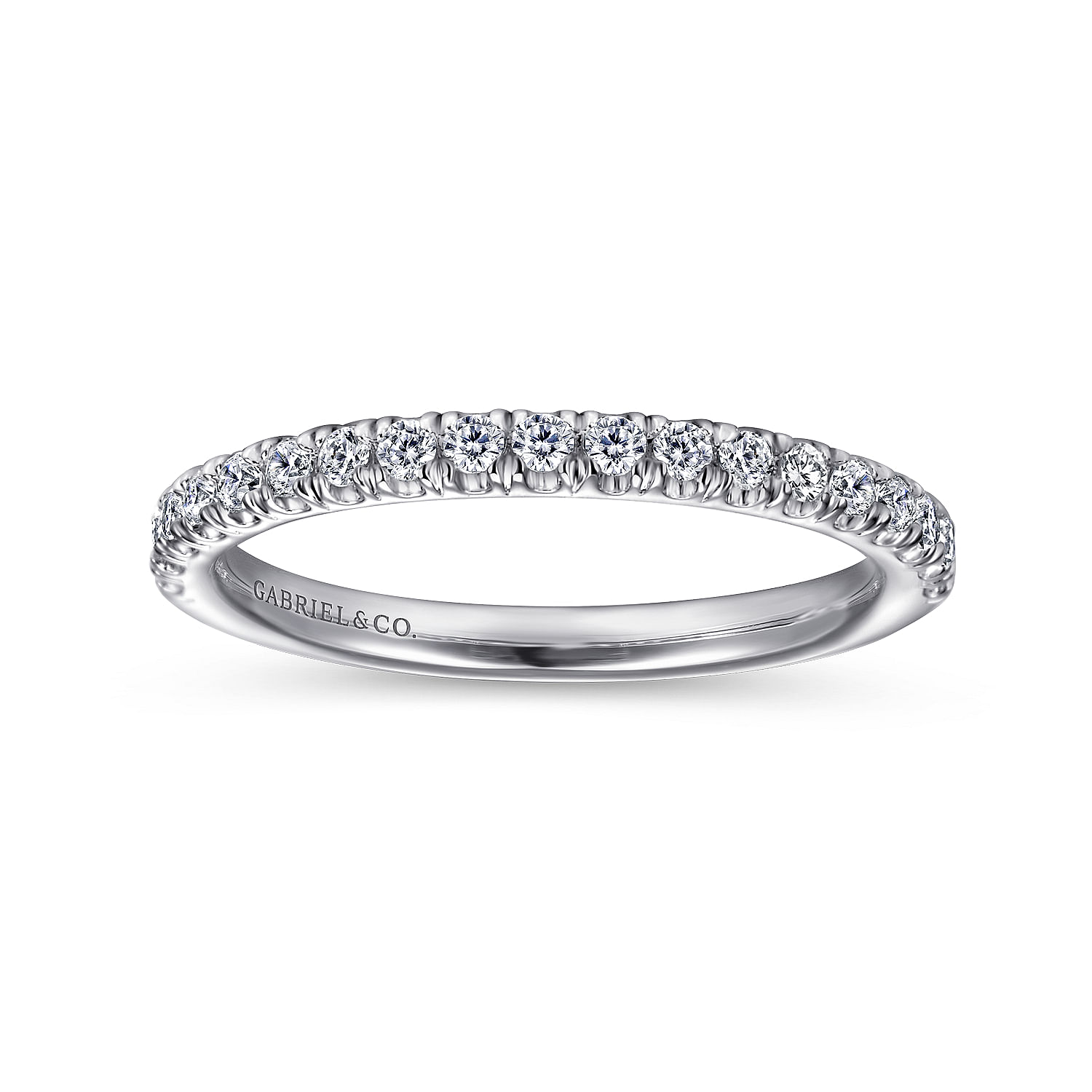 Straight Wedding Ring in Platinum with Round Natural Diamond at Gabriel & Co. - Shot 4