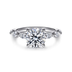 14K White Gold Round Diamond Engagement Ring