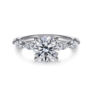 Posh - 14K White Gold Round Diamond Engagement Ring