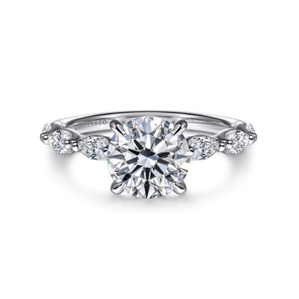 Posh - 14K White Gold Round Diamond Engagement Ring