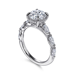 Posh - 14K White Gold Round Diamond Engagement Ring