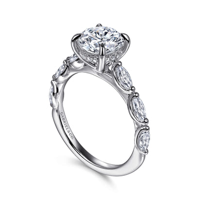 Posh - 14K White Gold Round Diamond Engagement Ring
