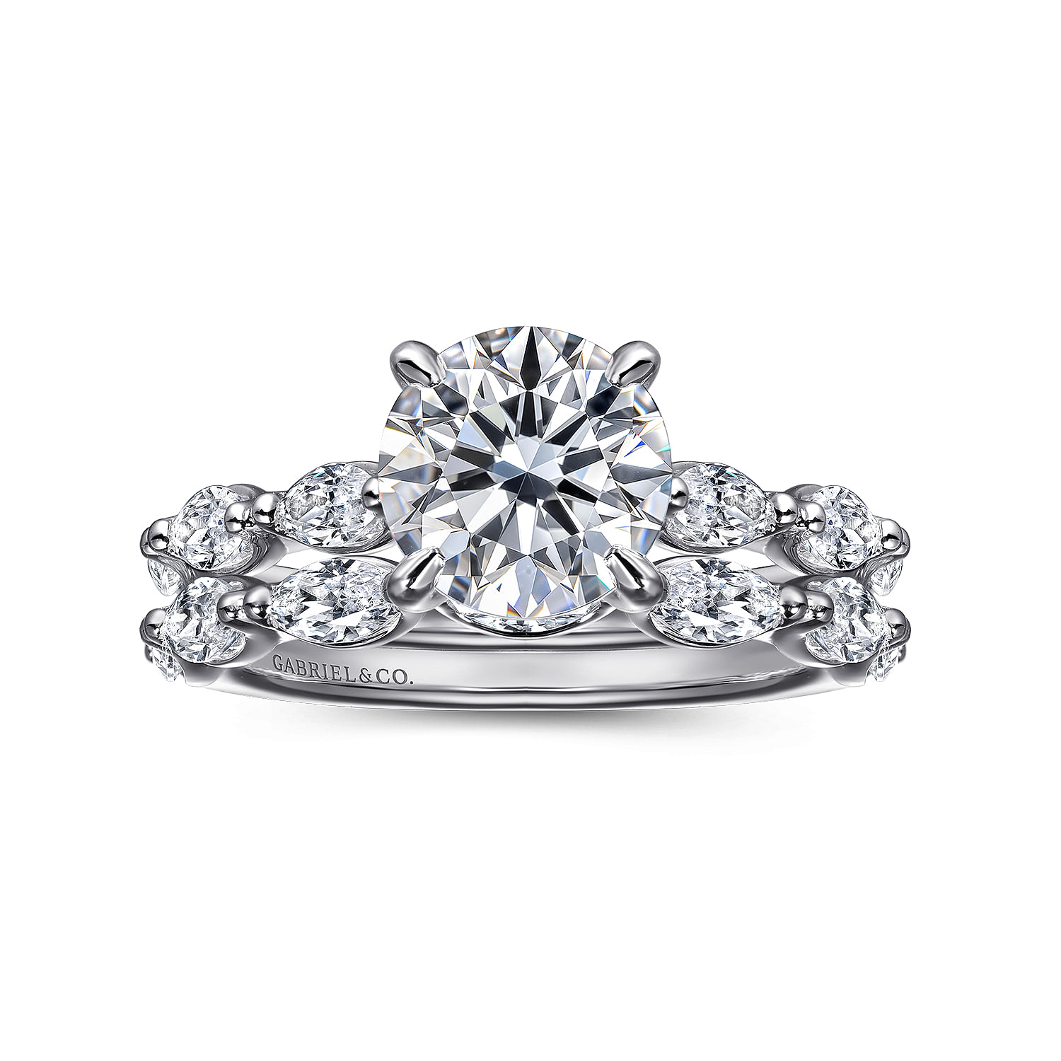 Posh - 14K White Gold Round Diamond Engagement Ring