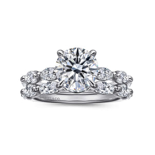Posh - 14K White Gold Round Diamond Engagement Ring