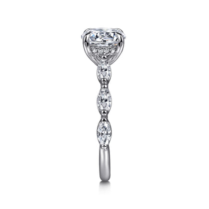 Posh - 14K White Gold Round Diamond Engagement Ring