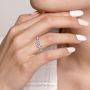 Posh - 14K White Gold Round Diamond Engagement Ring