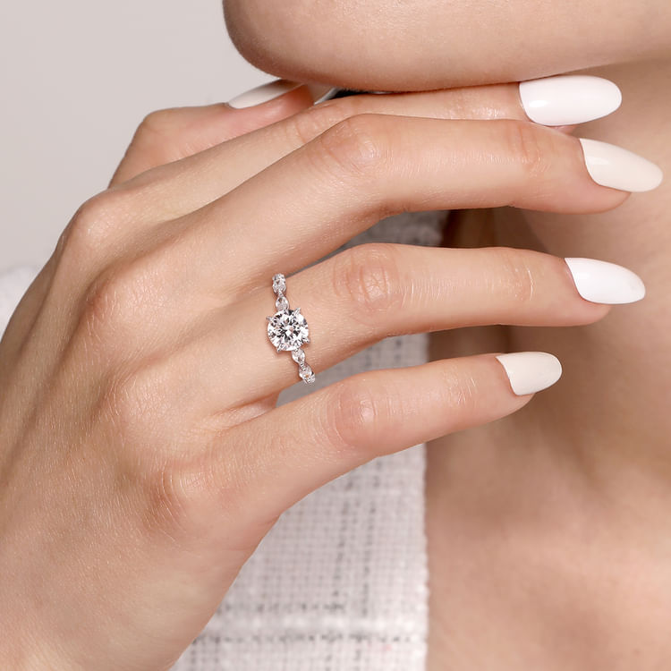 Posh - 14K White Gold Round Diamond Engagement Ring