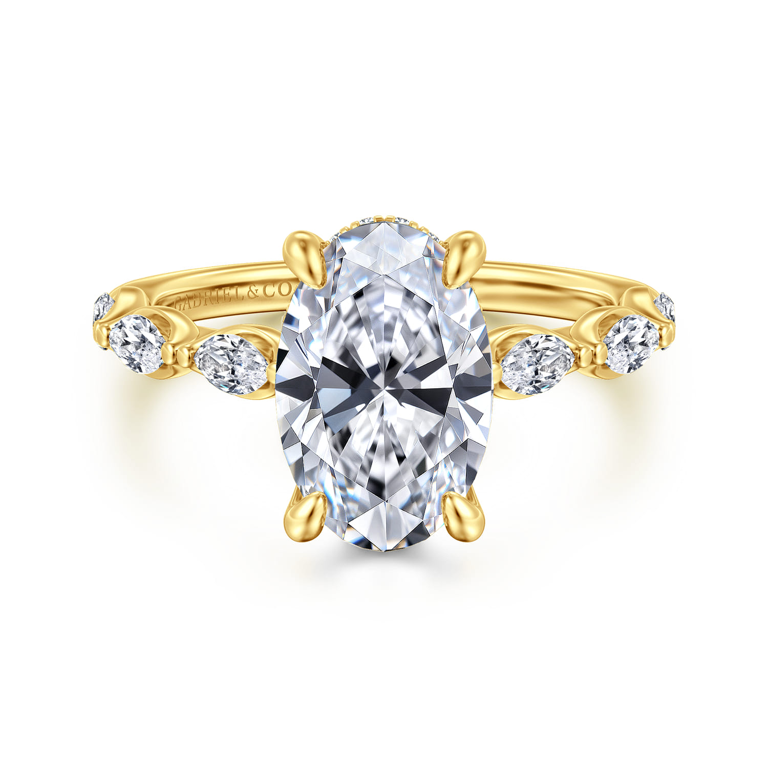 Posh - 14K Yellow Gold Oval Diamond Engagement Ring