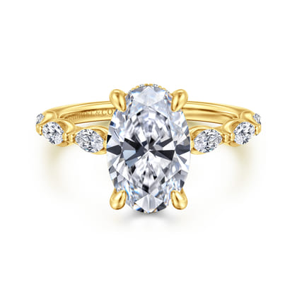 Posh - 14K Yellow Gold Oval Diamond Engagement Ring