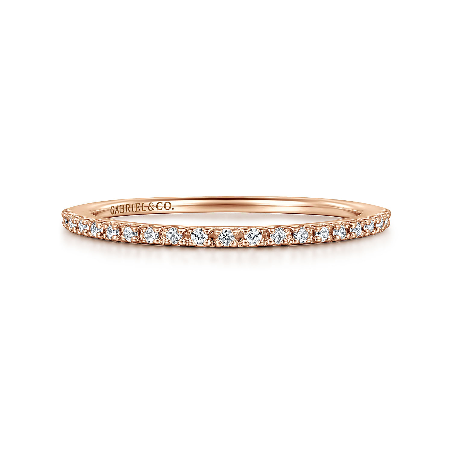 Prague - 14K Rose Gold Prong Set Diamond Wedding Band