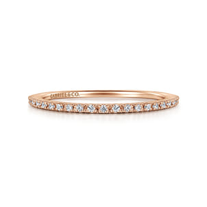 Prague - 14K Rose Gold Prong Set Diamond Wedding Band