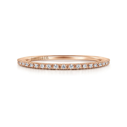 Prague - 14K Rose Gold Prong Set Diamond Wedding Band