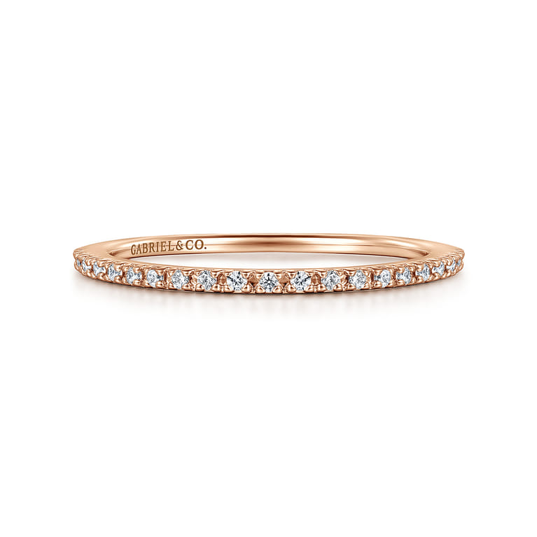 Straight Wedding Ring in 14k Rose Gold with Round Natural Diamond at Gabriel & Co. - Shot 1