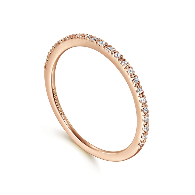 Straight Wedding Ring in 14k Rose Gold with Round Natural Diamond at Gabriel & Co. - Shot 3