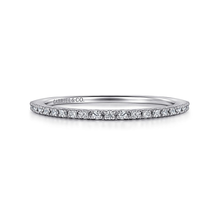 Straight Wedding Ring in 14k White Gold with Round Natural Diamond at Gabriel & Co. - Shot 1