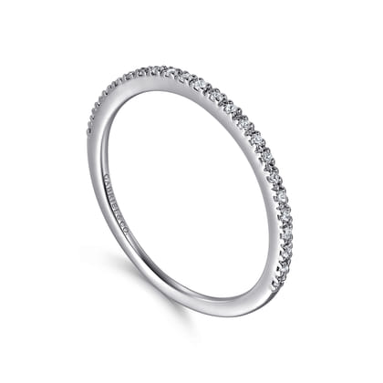 Prague - 14K White Gold Prong Set Diamond Wedding Band