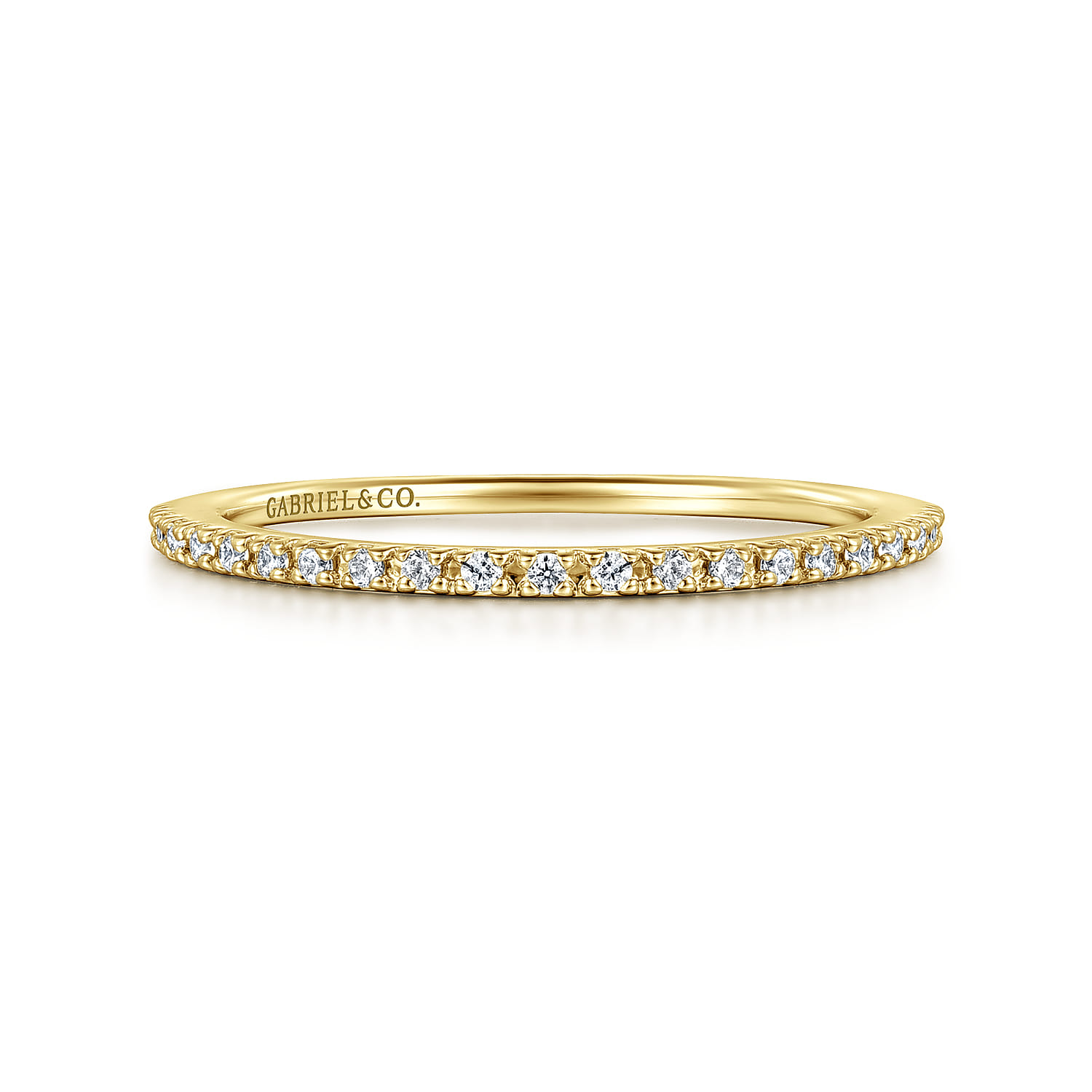 Straight Wedding Ring in 14k Yellow Gold with Round Natural Diamond at Gabriel & Co. - Shot 1