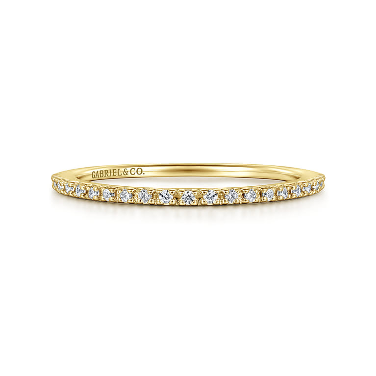 Straight Wedding Ring in 14k Yellow Gold with Round Natural Diamond at Gabriel & Co. - Shot 1