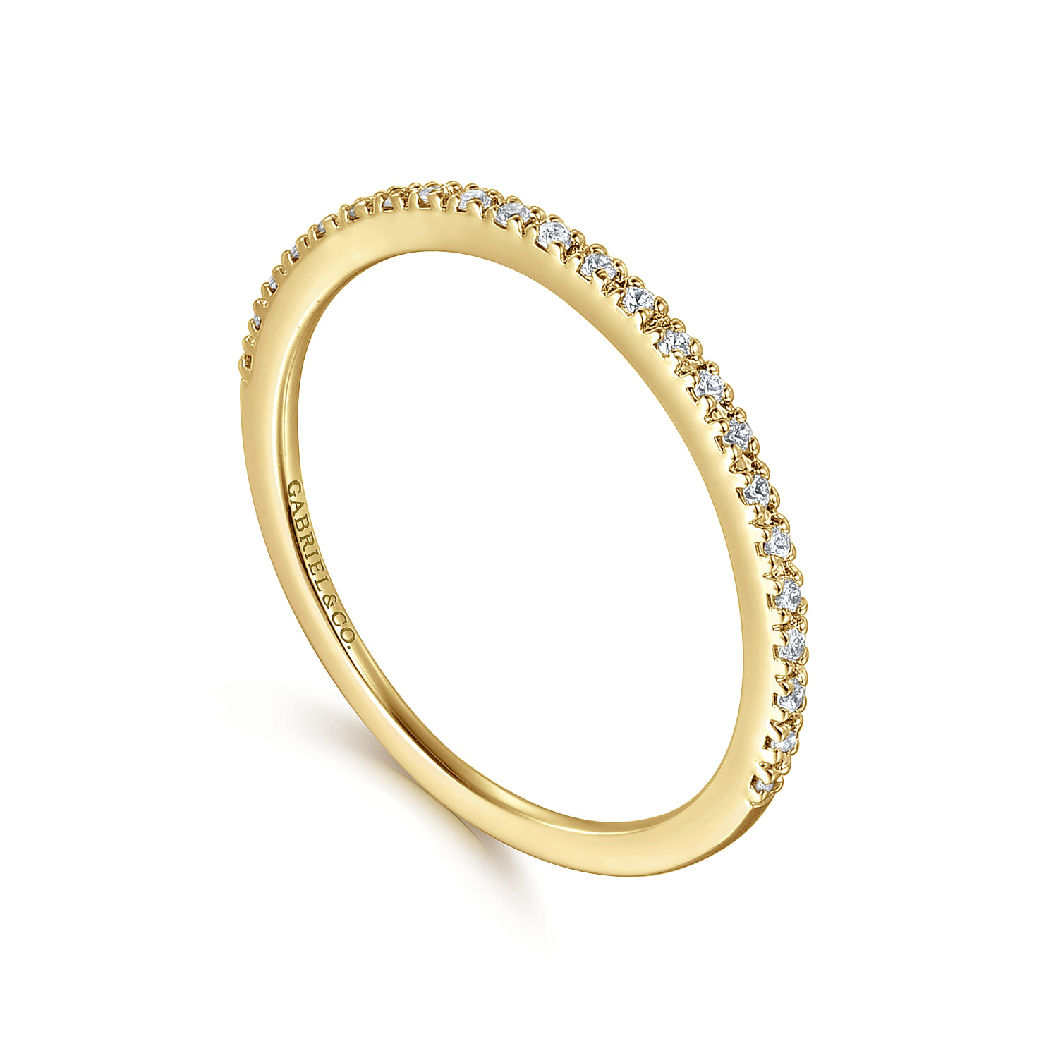 Straight Wedding Ring in 14k Yellow Gold with Round Natural Diamond at Gabriel & Co. - Shot 3