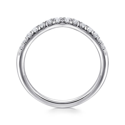 Prato - Curved 14K White Gold French Pave Diamond Wedding Band