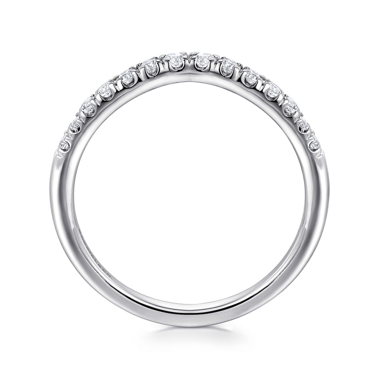 Curved Wedding Ring in 14k White Gold with Round Natural Diamond at Gabriel & Co. - Shot 2