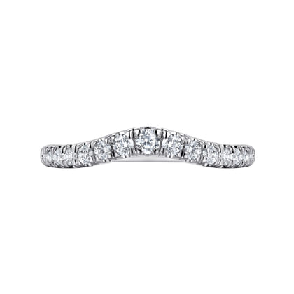 Prato - Curved 14K White Gold French Pave Diamond Wedding Band