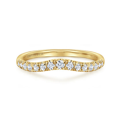Prato - Curved-14K Yellow Gold Diamond Anniversary Band