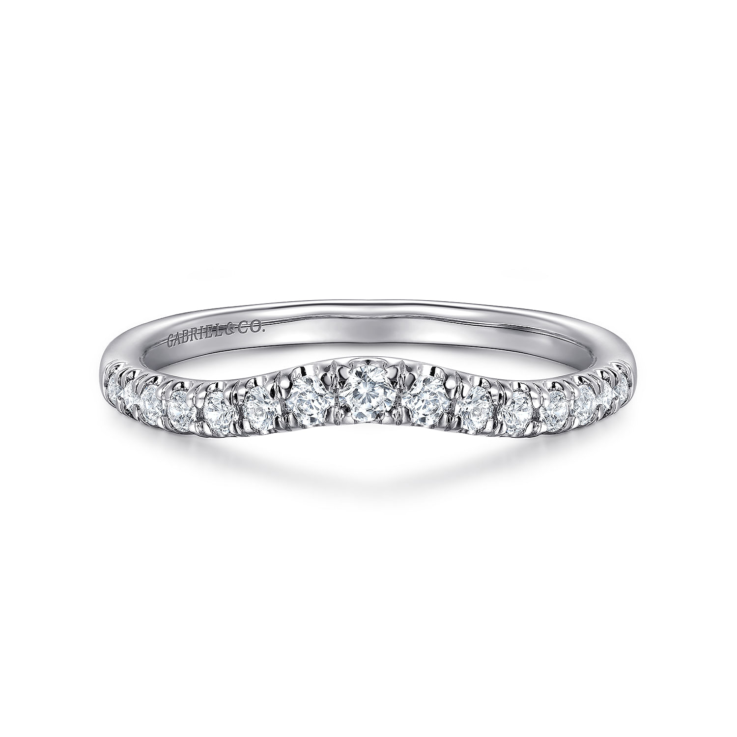 Prato - Curved Platinum French Pave Diamond Wedding Band
