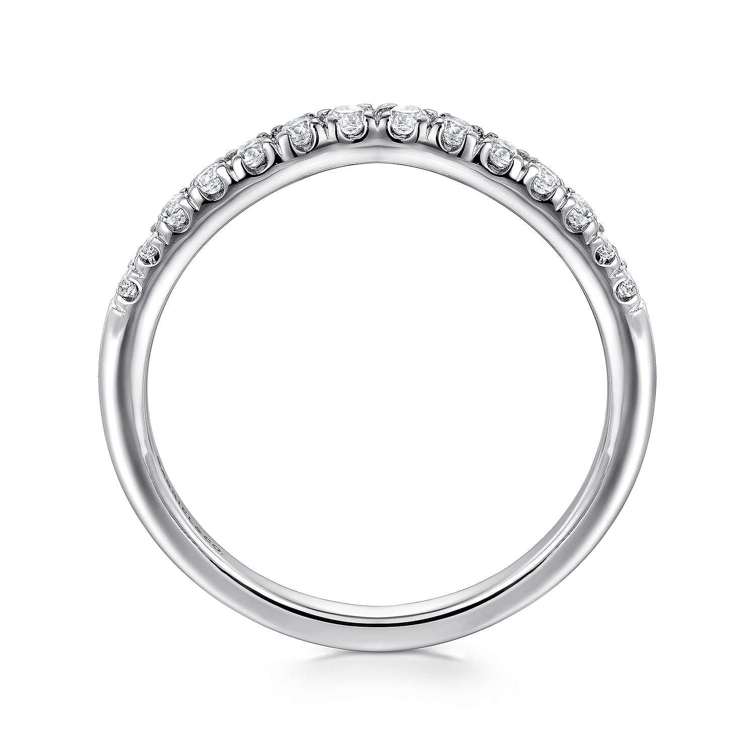 Prato - Curved Platinum French Pave Diamond Wedding Band