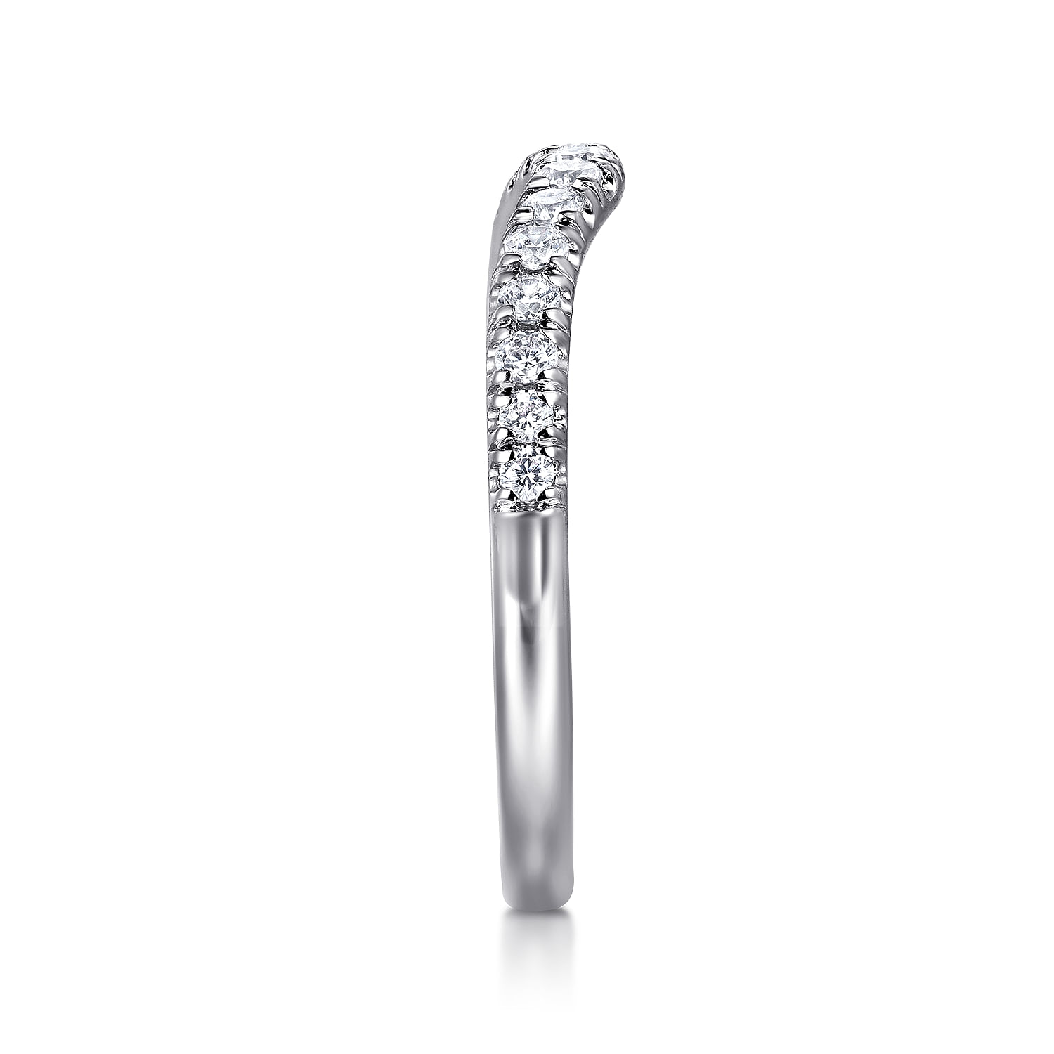 Prato - Curved Platinum French Pave Diamond Wedding Band