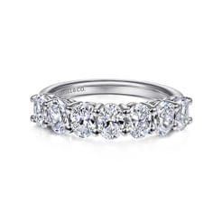 14K White Gold 7 Stone Oval Diamond Anniversary Band
