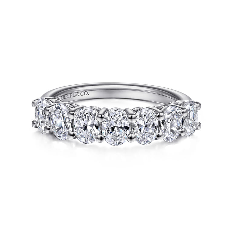 Fancy Wedding Ring in 14k White Gold with Oval Natural Diamond at Gabriel & Co. - Shot 1