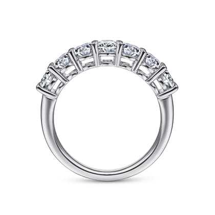 Prevost - 14K White Gold 7 Stone Oval Diamond Anniversary Band