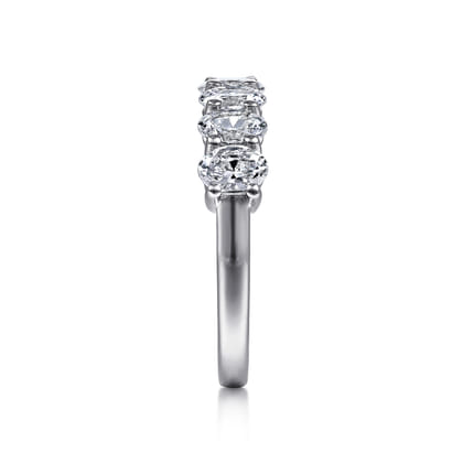 Prevost - 14K White Gold 7 Stone Oval Diamond Anniversary Band