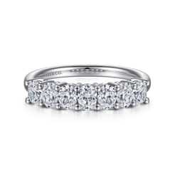 14K White Gold 7 Stone Oval Diamond Anniversary Band