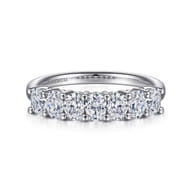 Prevost - 14K White Gold 7 Stone Oval Diamond Anniversary Band