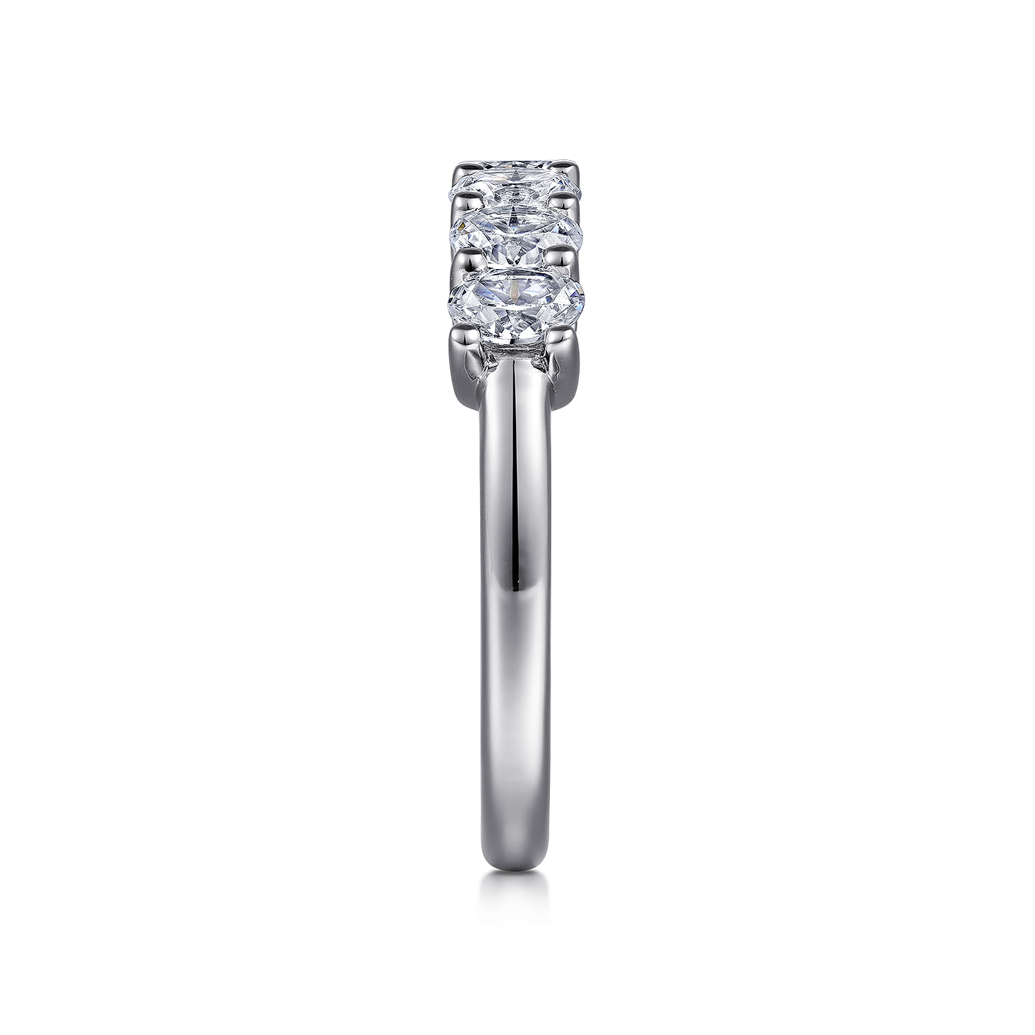 Fancy Wedding Ring in 14k White Gold with Oval Natural Diamond at Gabriel & Co. - Shot 4