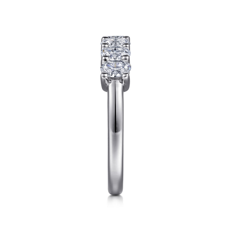 Fancy Wedding Ring in 14k White Gold with Oval Natural Diamond at Gabriel & Co. - Shot 4