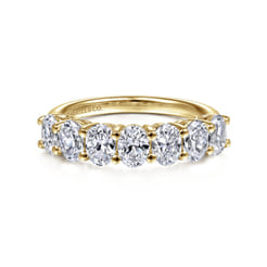 Prevost - 14K Yellow Gold 7 Stone Oval Diamond Anniversary Band