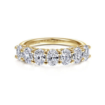 Prevost - 14K Yellow Gold 7 Stone Oval Diamond Anniversary Band
