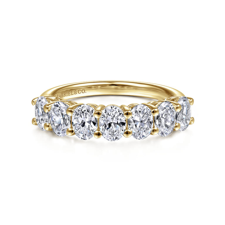 Fancy Wedding Ring in 14k Yellow Gold with Oval Natural Diamond at Gabriel & Co. - Shot 1