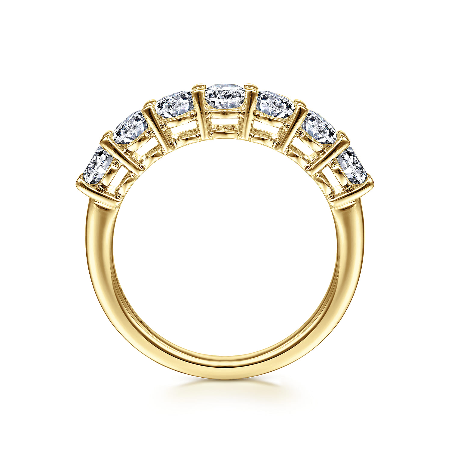 Fancy Wedding Ring in 14k Yellow Gold with Oval Natural Diamond at Gabriel & Co. - Shot 2