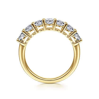Prevost - 14K Yellow Gold 7 Stone Oval Diamond Anniversary Band