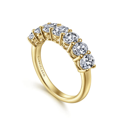 Prevost - 14K Yellow Gold 7 Stone Oval Diamond Anniversary Band